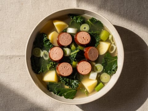 Boerenkoolsoep with Smoked Sausage (sopa holandesa de couve) Boerenkoolsoep with Smoked Sausage (sopa holandesa de couve)