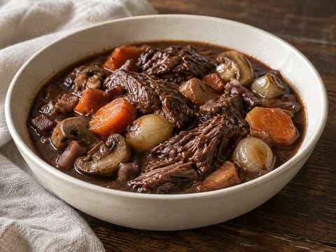 Boeuf Bourguignon (estufado de vaca em vinho tinto)