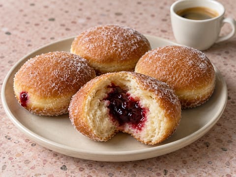 Bomboloni (olasz lekvárral töltött fánkok) Bomboloni (olasz lekvárral töltött fánkok)