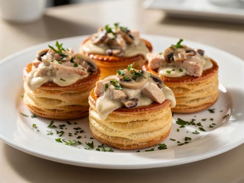 Bouchées à la Reine (Kremalı tavuk ve mantarlı volovanlar)