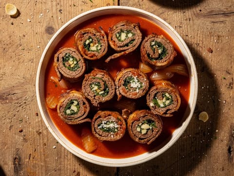 Braciole al Sugo (Italiaanse rundvleesrolletjes in tomatensaus)