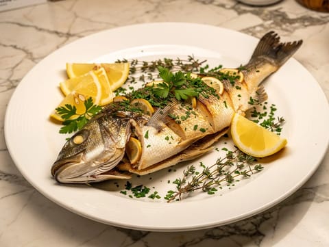 Branzino al Forno con Erbe e Limone (branzino intero al forno con erbe e limone) Branzino al Forno con Erbe e Limone (branzino intero al forno con erbe e limone)