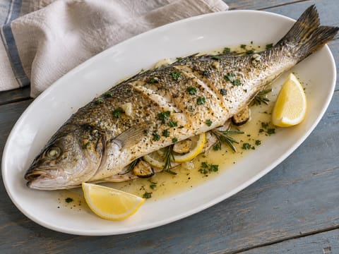Branzino al Forno con Erbe (robalo assado com ervas)