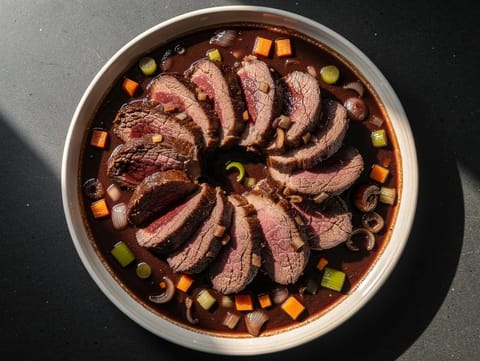 Brasato al Barolo (vită înăbușită în vin roșu cu legume) Brasato al Barolo (vită înăbușită în vin roșu cu legume)
