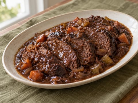 Brasato al Barolo (Rind in Barolo-Wein geschmort) Brasato al Barolo (Rind in Barolo-Wein geschmort)