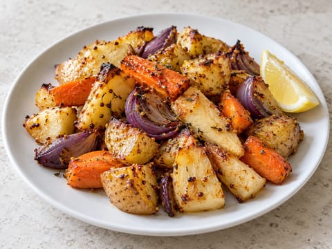 British Veggie Traybake with Mustard and Thyme British Veggie Traybake with Mustard and Thyme