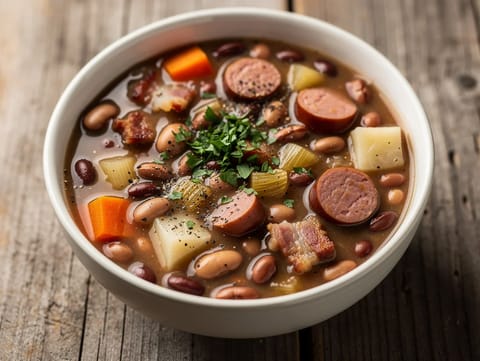 Bruine Bonensoep (zuppa olandese di fagioli marroni con pancetta)