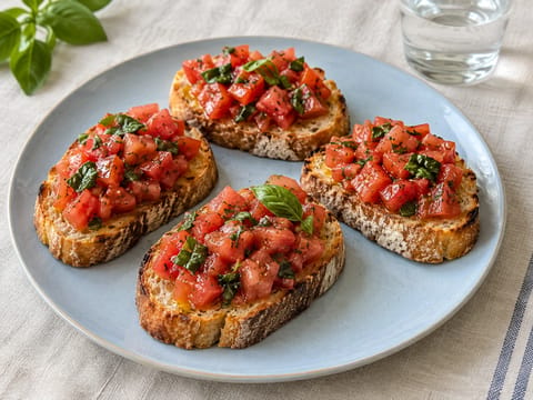 Bruschetta al Pomodoro e Basilico (bruschetta à la tomate et au basilic)