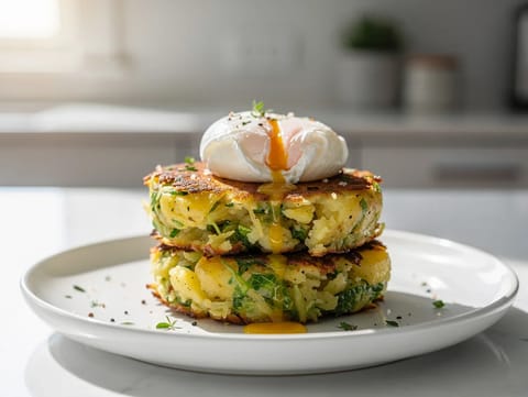 Bubble and Squeak-kager med pocheret æg