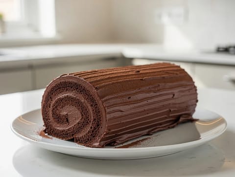 Bûche de Noël (jouluhalkokakku) suklaisella voikreemillä