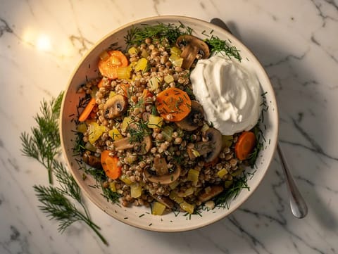 Bol polonais de sarrasin aux légumes (bol de kasza)