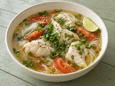 Bún Cá (vietnamská rybí nudlová polévka) Bún Cá (vietnamská rybí nudlová polévka)