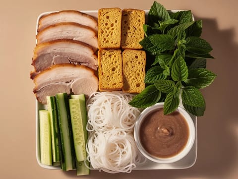 Bún Đậu Mắm Tôm (Tofu- und Schweinefleischplatte) Bún Đậu Mắm Tôm (Tofu- und Schweinefleischplatte)
