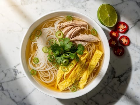 Bún Thang (zuppa di noodles al pollo di Hanoi)