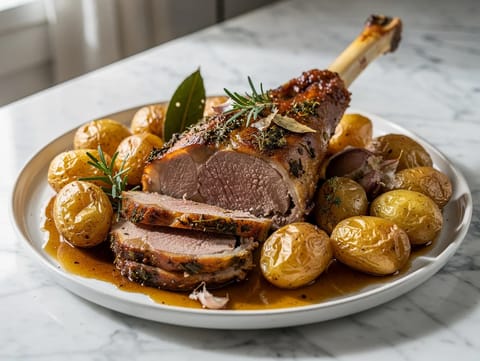 Cabrito Assado (portugalská pečená kůzlečí kýta s bramborami) Cabrito Assado (portugalská pečená kůzlečí kýta s bramborami)