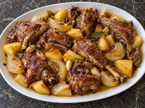 Cabrito no Forno (chevreau rôti avec pommes de terre et oignons) Cabrito no Forno (chevreau rôti avec pommes de terre et oignons)