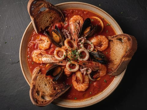 Cacciucco Livornese (Livornon tyylinen kala- ja äyriäispata) Cacciucco Livornese (Livornon tyylinen kala- ja äyriäispata)