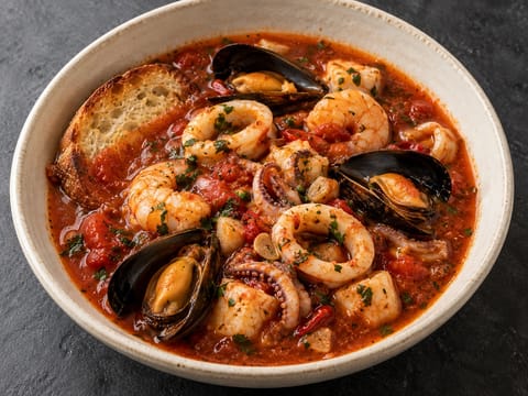 Cacciucco Livornese (caldeirada de peixe e marisco à moda de Livorno) Cacciucco Livornese (caldeirada de peixe e marisco à moda de Livorno)