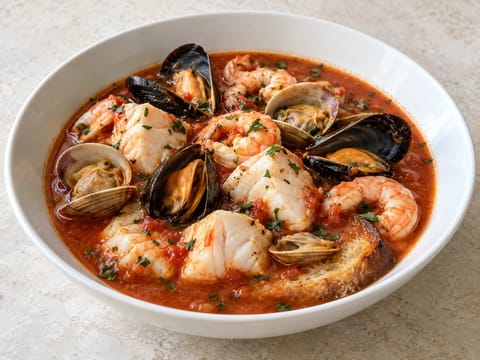 Cacciucco (toscansk fiskgryta) Cacciucco (toscansk fiskgryta)