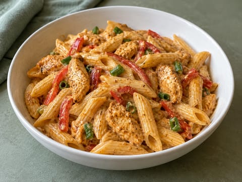 Paste cremoase cu pui Cajun