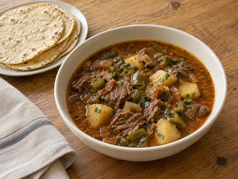 Caldillo de Durango (Dana eti ve yeşil biberli yahni)