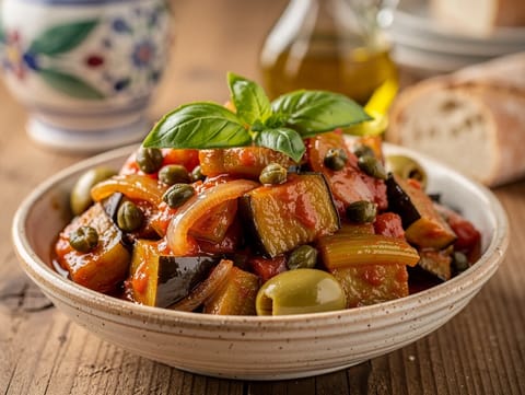 Caponata Siciliana (ragoût sicilien d’aubergines aigre-doux) Caponata Siciliana (ragoût sicilien d’aubergines aigre-doux)