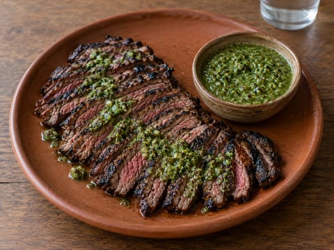 Carne Asada szenesre pirított salsa verdével