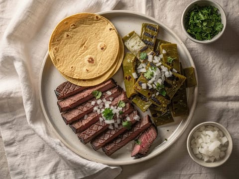 Carne Asada mit gegrillten Nopales Carne Asada mit gegrillten Nopales