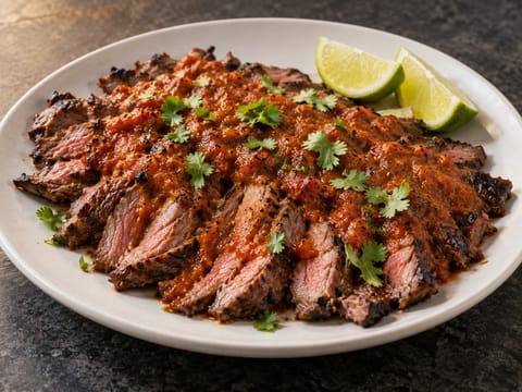 Carne Asada con Salsa Roja (gegrilde steak met rode salsa) Carne Asada con Salsa Roja (gegrilde steak met rode salsa)