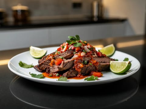 Carne Asada con Salsa Roja (gegrilltes Steak mit roter Salsa) Carne Asada con Salsa Roja (gegrilltes Steak mit roter Salsa)