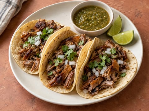 Carnitas (Mexicaanse gestoofde en krokant gebakken varkens-taco’s)