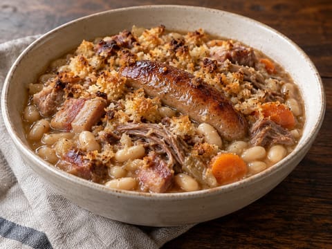 Cassoulet de Castelnaudary (Tocană clasică de fasole și carne)