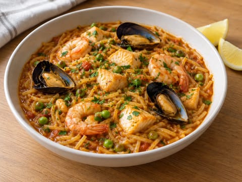 Cazuela de Fideos (Catalan Noodle Casserole with Seafood) Cazuela de Fideos (Catalan Noodle Casserole with Seafood)