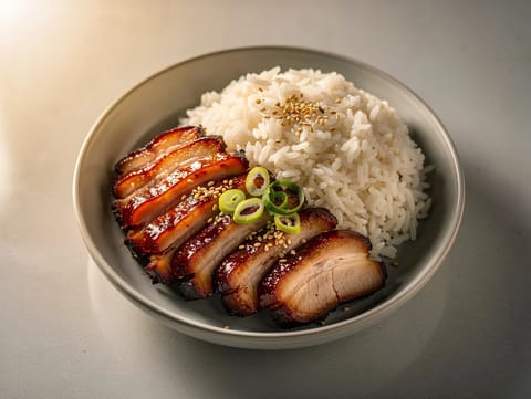 Porc char siu avec riz vapeur