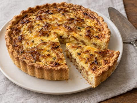 Cheddaros és karamellizált hagymás quiche