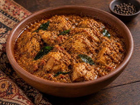 Chicken Chettinad (caril de pimenta do sul da Índia) Chicken Chettinad (caril de pimenta do sul da Índia)