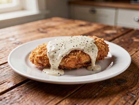 Chicken Fried Chicken med hvit saus