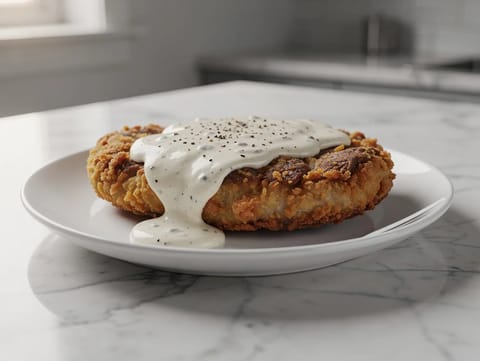 Chicken fried steak et sauce blanche crémeuse Chicken fried steak et sauce blanche crémeuse