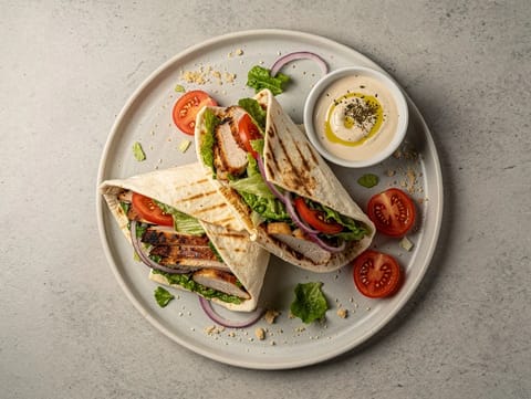 Chicken shawarmawrap met tahinisaus