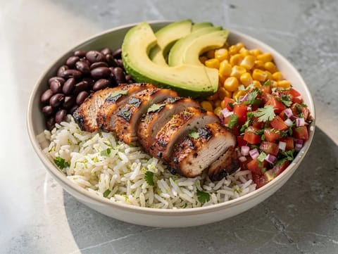 Bowl di pollo al chipotle con riso al coriandolo e lime