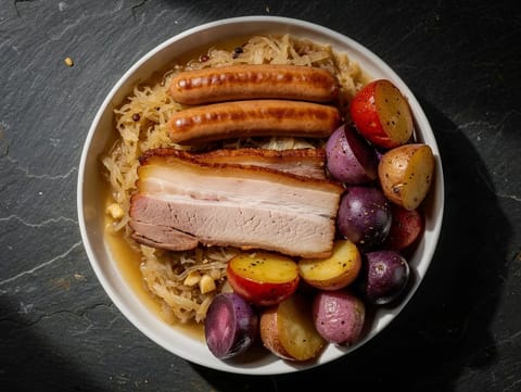 Choucroute Garnie Alsacienne (Sauerkraut mit Fleisch)