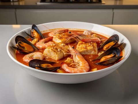 Christmas Seafood Zarzuela (καταλανικό ψαρόσουπα-στιφάδο με πεσκανδρίτσα, μύδια και γαρίδες) Christmas Seafood Zarzuela (καταλανικό ψαρόσουπα-στιφάδο με πεσκανδρίτσα, μύδια και γαρίδες)