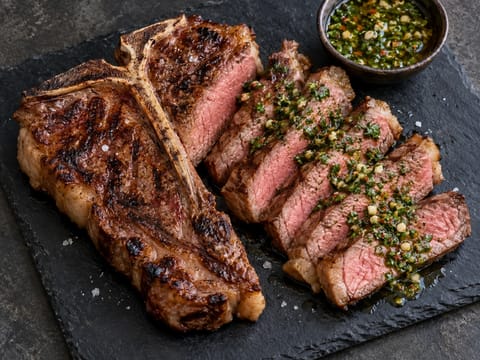Chuletón a la Parrilla con Chimichurri (grillet T-bone steak) Chuletón a la Parrilla con Chimichurri (grillet T-bone steak)