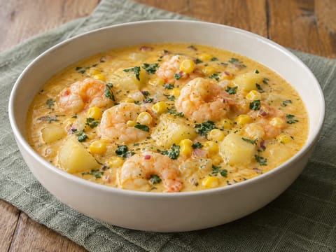 Chupe de Camarones (perulainen katkarapukeitto)