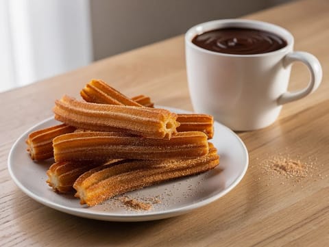 Churros con Chocolate (masa frita con chocolate caliente) Churros con Chocolate (masa frita con chocolate caliente)