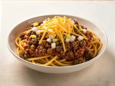 Cincinnati chilli sugli spaghetti