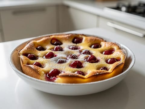 Clafoutis aux Cerises (ψημένο κρεμώδες γλυκό με κεράσια) Clafoutis aux Cerises (ψημένο κρεμώδες γλυκό με κεράσια)