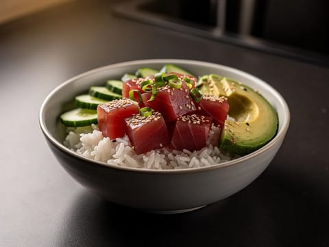 Klassisk ahi-tun poke bowl