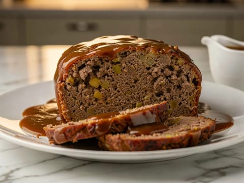 Polpettone classico di manzo con gravy bruna Polpettone classico di manzo con gravy bruna