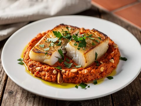 Cod with Romesco Sauce Cod with Romesco Sauce